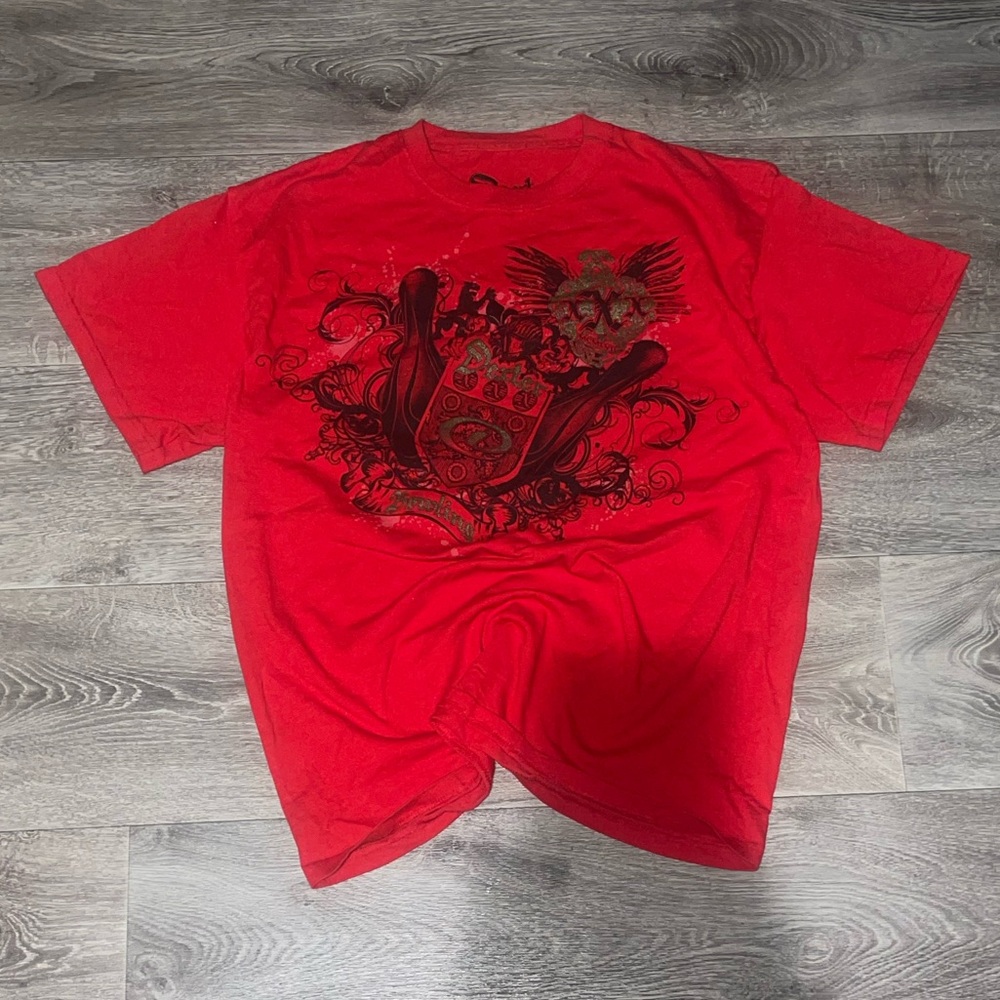 Y2K Dexter bowling affliction style t shirt
